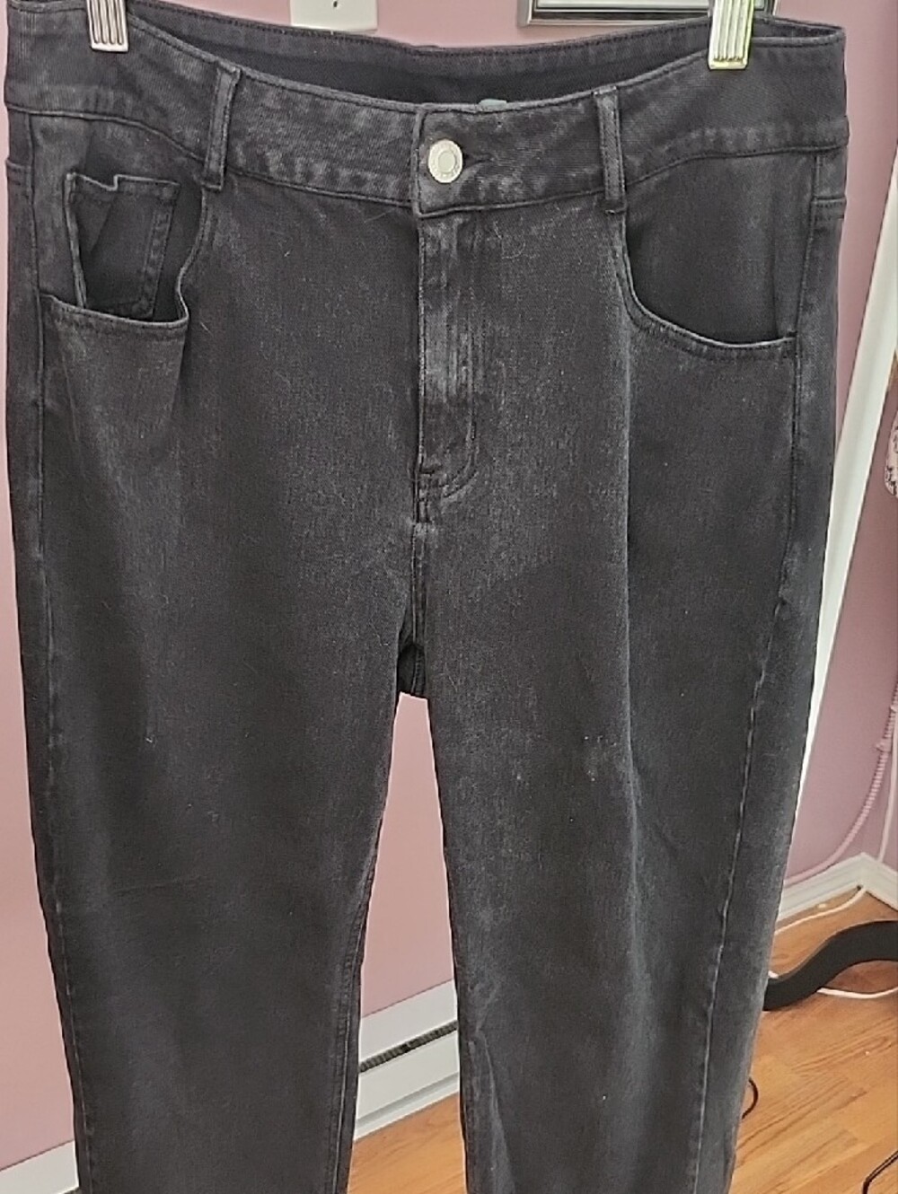 Halara Flex High Waisted Zipper Pockets Straight Leg Casual Jeans Phantom Denim